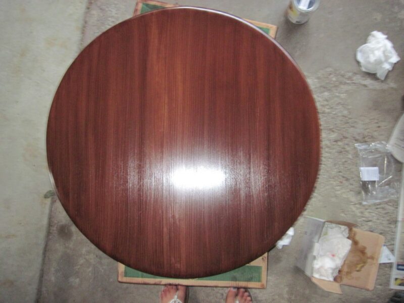 The finished product: a gorgeous shade of reddish brown with two coats of semi-gloss polyurethane